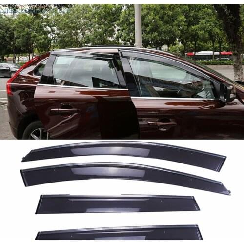 4pcs For Volvo XC60 2014 2015 2016 2017 Acrylic Plastic Window Visor Shade Sun Rain Mugen Wavy Guard Car accessories