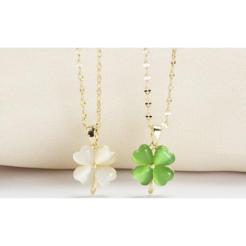 Lucky Clover Necklace For Women Gold Color Chain Clover Pendants Plant Jewelry Good Quality Girlfriend Gifts Fashion Accessories