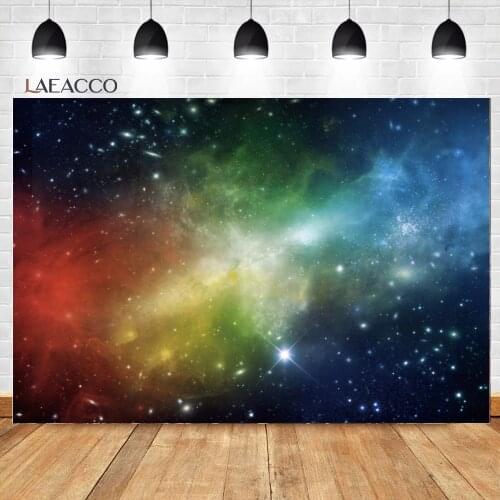 Laeacco Universe Space Planets Glitters Earth Little Astronaut Poster Baby Birthday Portrait Backdrops Photography Backgrounds