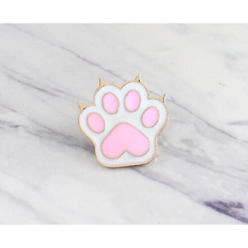 Cute Pink Dog Paw Cat Claw Brooch Love Pet Enamel Pin Jacket Shirt Backpack Personality Accessories Friends and Childrens Gift