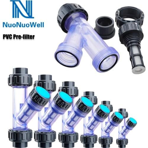 NuoNuoWell Transparent PVC Pastic Y Type Filter Sediment Strainer Factory Dosing Pump Accessories Home Water Pre-filter 20-63mm