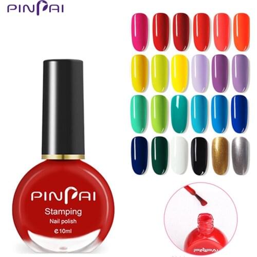 Pinpai 26 Colors Two Uses Nail Polish Nail Stamping Polish Semi Permanent Nail Printing Transfer Varnish Gel Lacquer 10ml