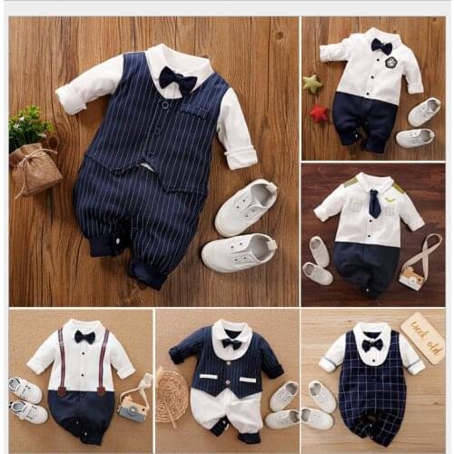 Newborn baby jumpsuit, baby boy and baby cotton covered foot jumpsuit. 9