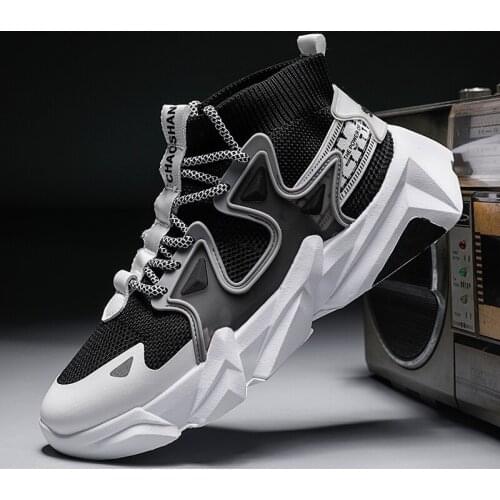 Mens Casual Shoes Socks Sneakers High Top Flat Platform Shoes Casual Breathable Shoes Mens Fashion Sneakers