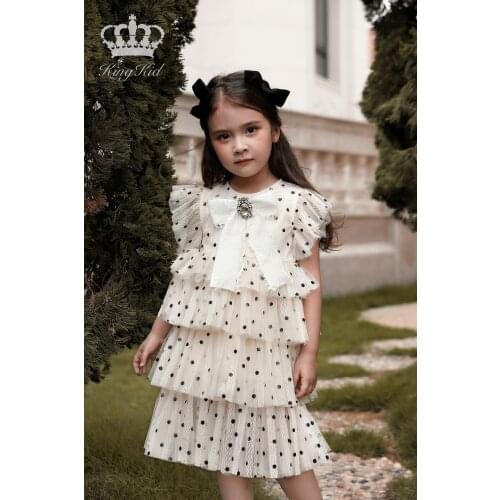 KW592000 Wholesale Lace Princess Baby Girl Dress 2021 New Summer Party Wedding Kid Dress For Girl Child Clothes 6pcs / lot