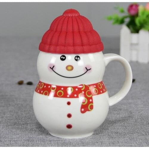 New Christmas Snowman Personality Creative Cute Ceramic Mug Mug Coffee Cup Milk Mug With Lid Ceramic Children Gift