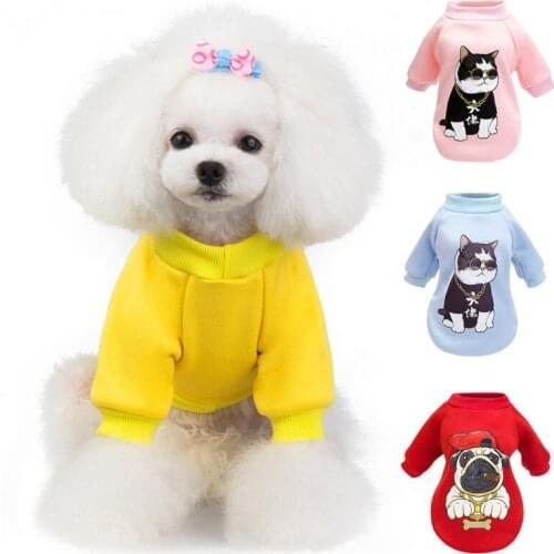 Fashion 2-legged Dog Clothes Hoodie For Small Dogs Pet Cotton Warm Costume Winter Cartoon Long Sleeve T-Shirt For French Bulldog