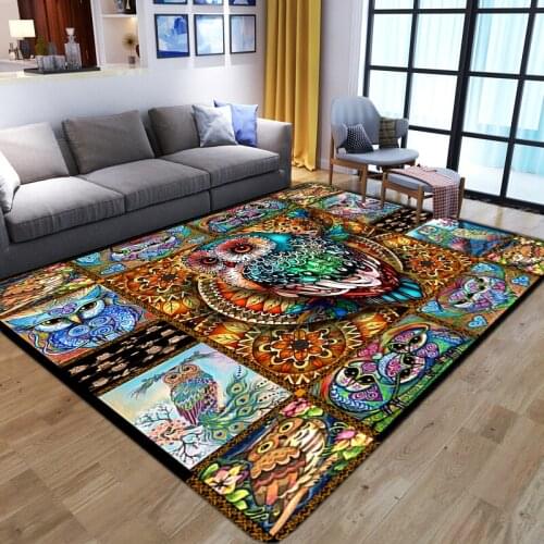 Fashion Gorgeous owl 3D Large Carpets Living Room Anti-slip Soft Bathroom Floor Mats Bedroom Bedside Sofa play area Rugs Doormat