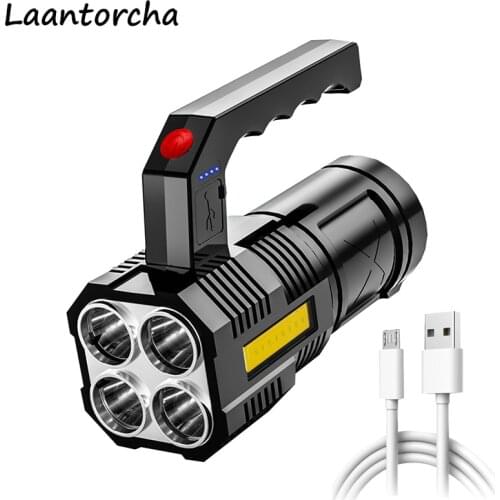 High power led flashlights Four heads Powerful flashlight USB Rechargeable Led flashlight Camping Ultra Bright torch Flightlight