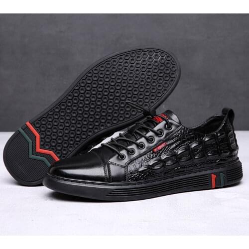 New Men Casual Shoes Genuine Cow Leather Crocodile Print Men Spring Autumn Luxury Flat Shoes Cool Leisure Sneakers Loafers