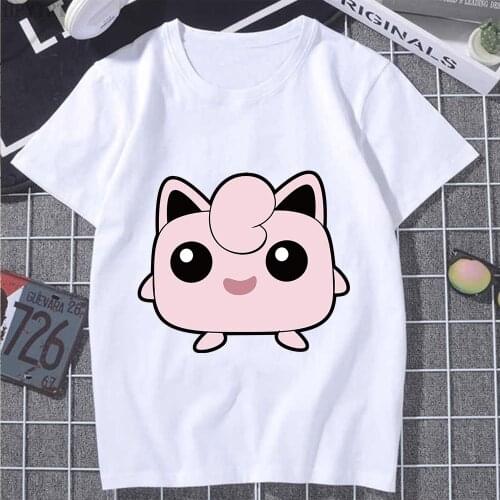 New Pokemon Clothing Anime T-shirt Jigglypuff Top Kawaii Summer Women Casual Fashion Print Short Sleeve Cartoon Tee Tshirt Femme