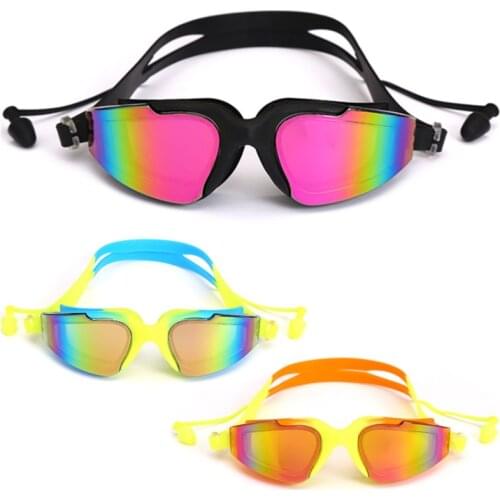 Swimming Goggles Man Women Kids Silicone Anti-fog UV Adjustable Multicolor Pool Swimming Glasses With Earplug Swim Eyewear