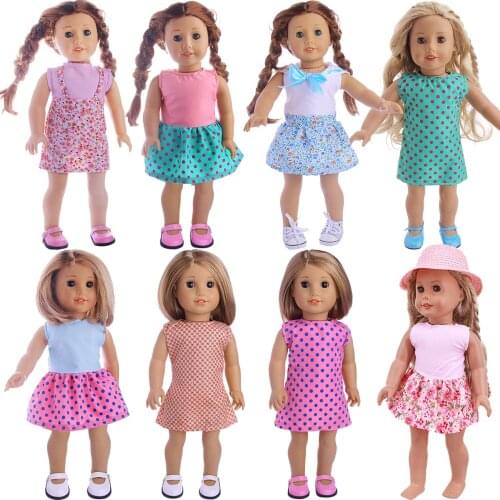 Discount Doll Clothes Mini Dots Skirt Dress Fit 18Inch American &43cm Zaps Reborn Baby Generation Girls Toys Limited Low Price