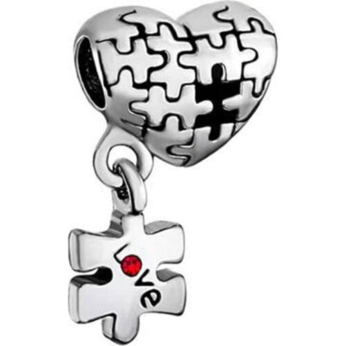 Wholesale 10 Pieces Womens Jewelry, DIY Beads, Heart-shaped Pendant Charm, Valentines Day Gifts Amulet Beads For Bracelet Neck