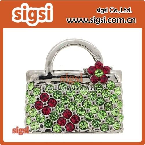Wholesale fashion handbag brooch high quality crystal rhinestone brooch for women
