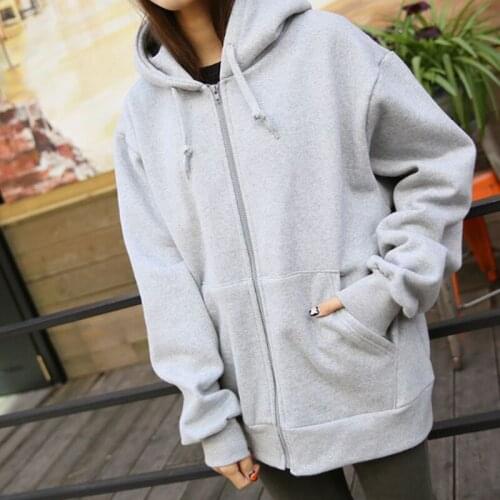 Autumn Spring Fashion Hooded Outwear Hoodies Women Casual Long Sleeve Zip-up Sweatshirts Loose Ladies Streetwear Tops Winter