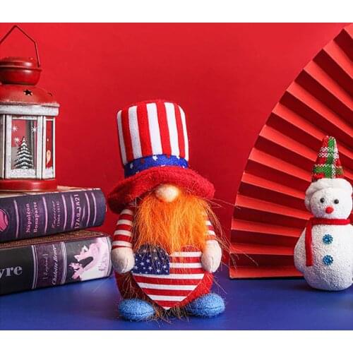 Patriotic Gnome Faceless Doll Toy Plush Independence Day Gifts Gnomes For Home Kitchen Tiered Tray Decor American Tomte Figurine
