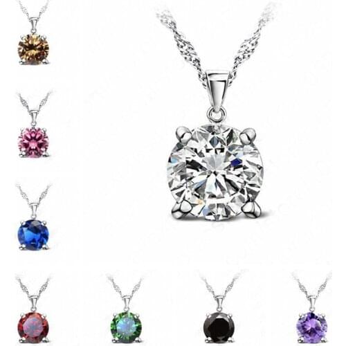 Chain Necklaces 925 Sterling Silver Pendant Necklace Fashion Brand Crystal Party/ Wedding Jewelry For Women Party Gifts