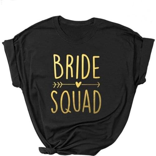 Black Fit Bachelorette Bride Party Unisex Shirt Bride Squad Arrow Heart T-Shirt Feminine Slogan Women Tops Girl Tees Couple Tops