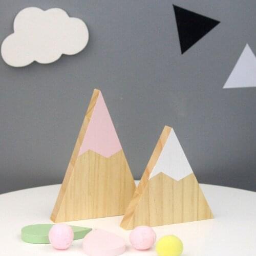 Nordic Original Pine Wooden Snow Mountain Ornament Trigonometry Block Decoration for Baby room Decal Thing Baby Room Decorative