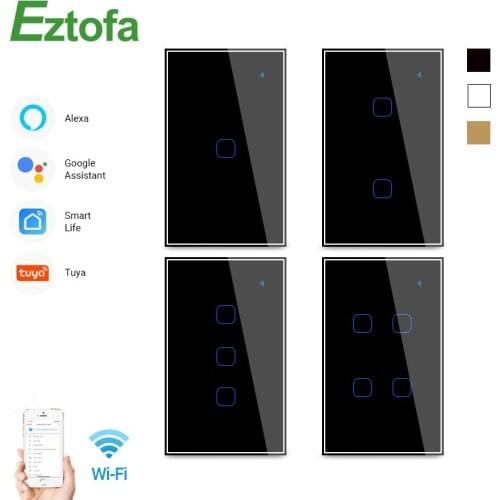 Wifi Smart Light Switch Glass Screen Touch Panel Voice Control Wireless Wall Switch work with Alexa Google Home 1/2/3/4 Gang