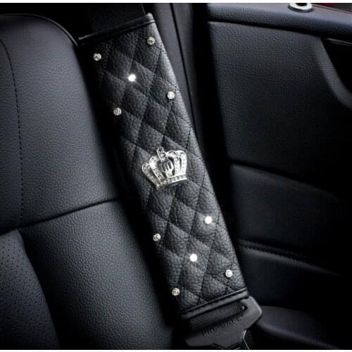 Universal Car Seat Belt Cover Crystal Crown Hand Brake Gear Cover Auto Women Shoulder Pad Car Styling Suits