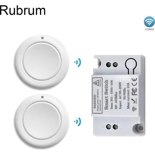 Rubrum 433MHz Universal Wireless RF Remote Control Fan Lamp Light Switch 10A Relay AC 110V 220V 1CH Receiver Module Transmitter