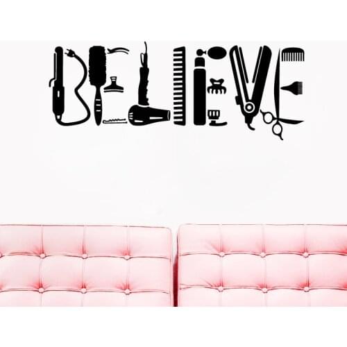 Hair Salon Logo Vinyl Wall Art Sticker Barbershop Decor Removable Hairstylist Gift Decals Beauty Salon Decoration