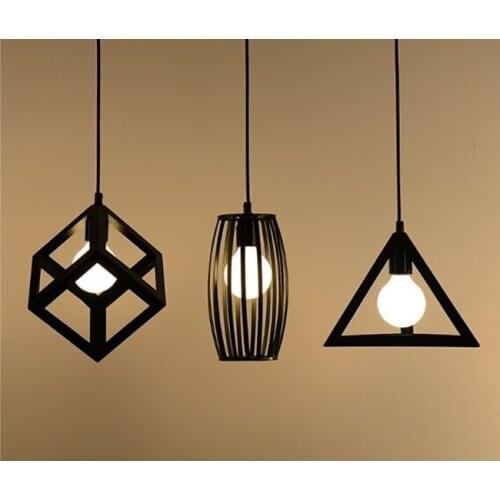 Vintage retro pendant lights lamp metal cube cage lampshade lighting hanging light fixture