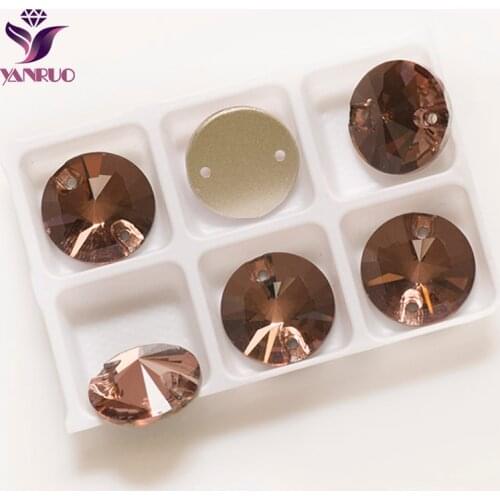 YANRUO 3200 Rivoli Light Smoked Topaz Sew on Rhinestone Sewing Crystals Coffee Dress Diamond