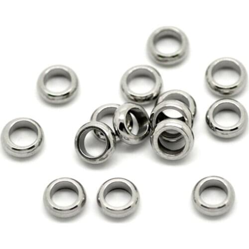 Closed Rings Beads Stainless Steel Fashion Jewelry DIY Findings Silver Tone Round 5mm(1/4") 50Pcs