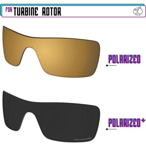 EZReplace Polarized Replacement Lenses for - Oakley Turbine Rotor Sunglasses - BlackPPlus-GunmetalP