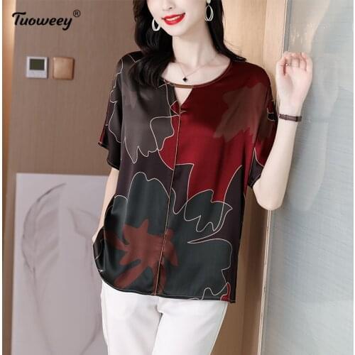Women Chiffon Blouse Summer hollow out Print Tunic Casual short Sleeve Tops Lady Blusa Femme Plus Size Vintage Ladies Blusas