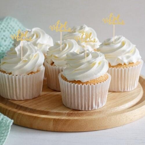 10pcs Eid Mubarak Cake Toppers Unique Cupcake Ornament Picks Cake Decor Dessert Adornment For Party Festival Decorating Sign