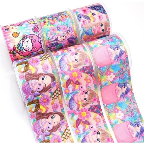 10 Yards Mermaid Printed Grosgrain Ribbon For Hair Bows DIY Crafts Handmade Accessories 44070
