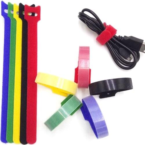 20pcs 1.2X15CM Adhesive Fastener Tape Sticks cable ties Hook and Loop Fasteners stick buckle belt bundle Tape tie Back To Back
