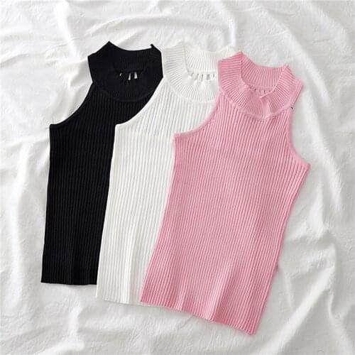 2021 Aurkrrvn Sexy Halter Tank Tops For Women Summer O Neck Hollow Out Ladies Vest Tank Sleeveless Knitted Streetwear Tanks Chic