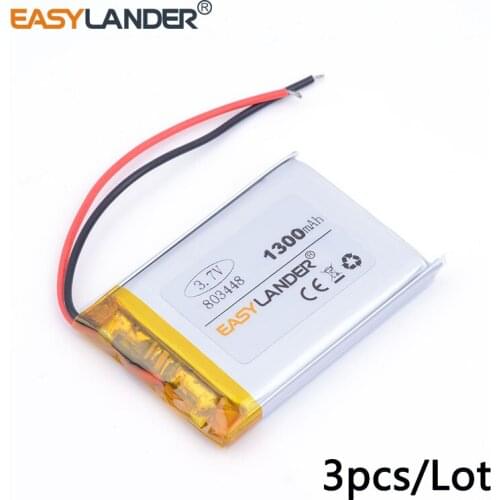 3pcs/Lot 3.7V,1300mAH 803448 polymer lithium ion / Li-ion battery for model aircraft GPS mp3 mp4 cell phone speak E-book DVR