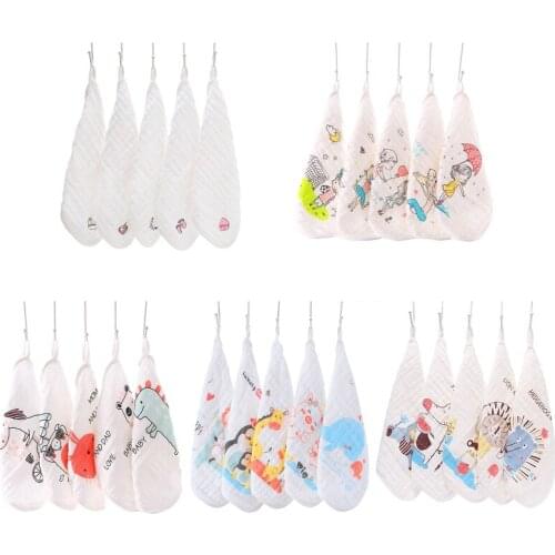5Pcs Six-Layer Gauze Soft Saliva Wipe Face Towel Infant Boy Girl Wash Cloth Gifts Baby Bibs Scarf Muslin Washcloths