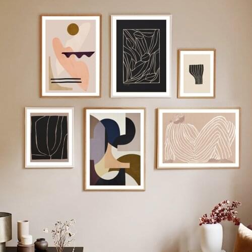 Abstract Striped Dress Girl Line Geometry Wall Art Canvas Painting Nordic Posters And Prints Wall Pictures For Living Room Decor