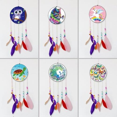 DIY Diamond Painting Acrylic Lucky Crystal Wind Chime Crafts Dream Catcher Hanging Pendant Wall Window Home Decor Windchime