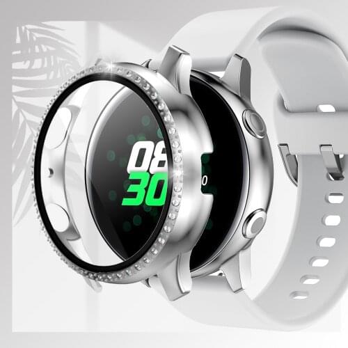 Diamond PC Protector Case for Samsung Galaxy Watch Active 40mm Active2 44mm anti-fall Earthquake-proof Coverage Bling case Coque