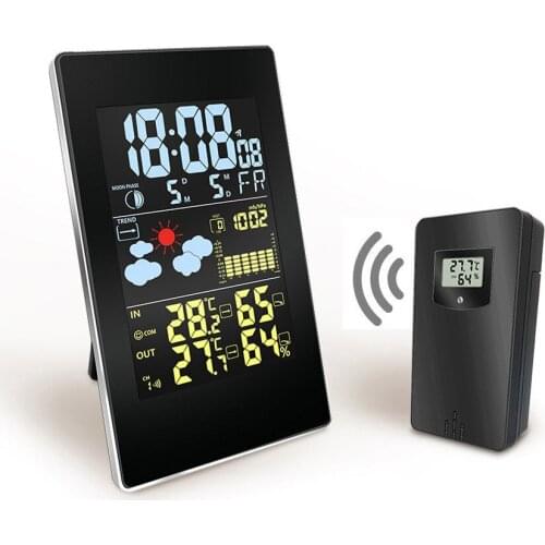 Wireless Weather Station, 3352C Digital Weather Forecast Station Hygrometer LCD Color Display With Outdoor Sensor Weather Clock