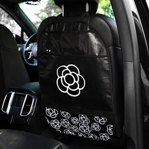 Daisy Camellia Flower Car Seat Back Cover Protector Waterproof Touch Screen Anti-kick Mat Car Rear Seat Protector Storage Bag