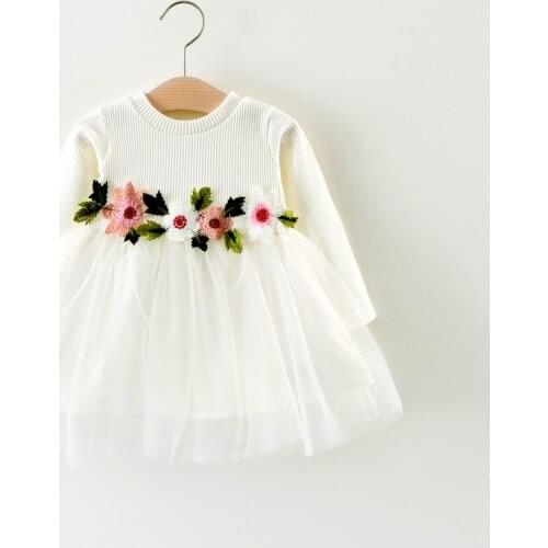 MERI AMMI Children Girl Clothing Wear Autumn Dressing Long Sleeve Dress TuTu Party Dress For 1-3 Year Baby Girl,J607