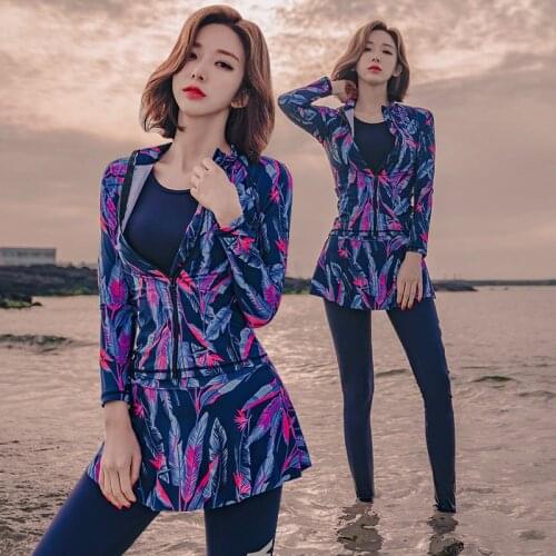 Full Sleeve 4pcs Muslim Swimwear Female Islamic Swimming Suit Bathing Suit Printing Mixed Color Modest Swimsuit Burkinis Y1289