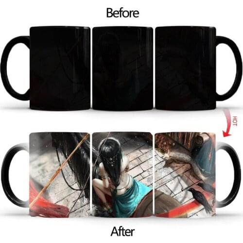 Girl on horseback Mug color changing Heat Sensitive Ceramic 11oz coffee mug surprise gift Halloween gift BSKT-041