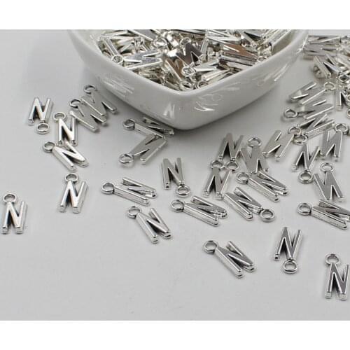 20 pcs Double Side Alphabet(N)Letter Tag Charm Pendant Initials Jewelry Making