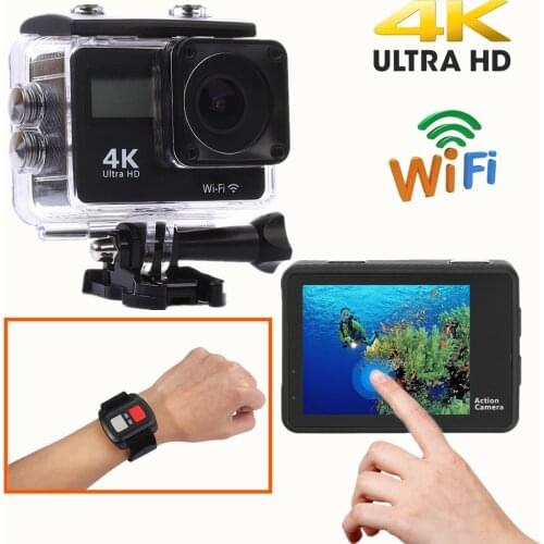 4K Ultra HD Action Camera Touch Double LCD WiFi 20MP 30m Waterproof Pro Sport DV Helmet Video Diving Camera With Remote Control