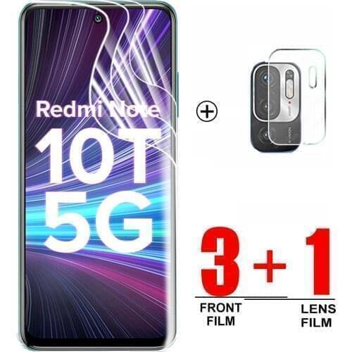 3PCS Hydrogel Film+1PCS Lens Film for Xiaomi Redmi Note 10T 5G Screen Protector For Mi 10T Pro Lite light safety film not glass
